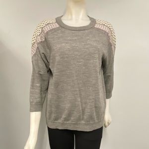 J.Crew Gray Embroidered Sleeves Sweater